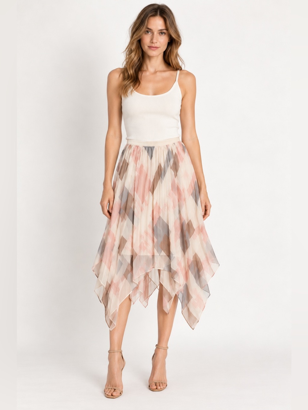 Joie Jamilla Pleated Silk Handkerchief Hem Skirt XS